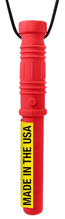 ARK Bite Saber, Chew Necklaces for Sensory Kids and Adults, Oral Fidget for Autism, ADHD, SPD, Anxiety, Medical-Grade Sensory Chew Necklace, Standard, Softest, Red
