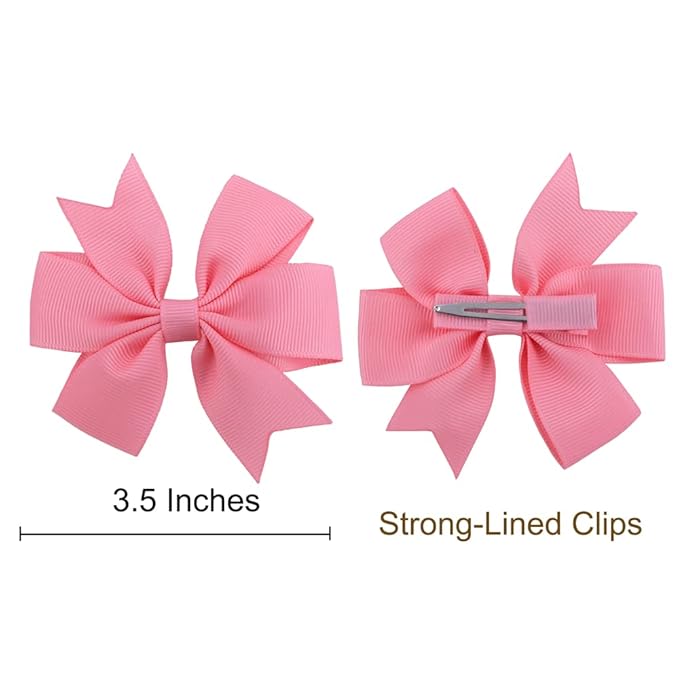 24 Colors Boutique Hair Bow Clips for Little Girls Grosgrain Ribbon Bow Alligator Hair Clip Toddler Baby Girl Kids Teens Hair Accessories (24 pcs/3.5 Inch Pinwheel)
