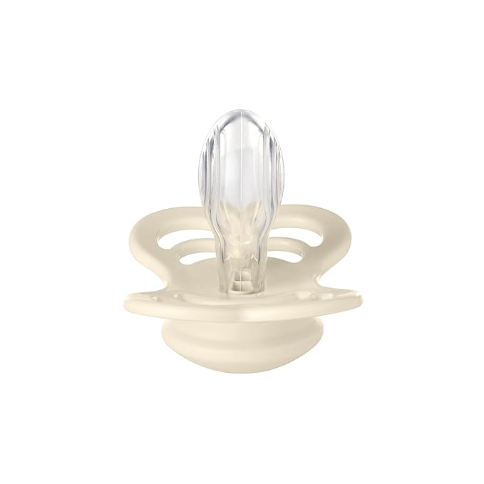 BIBS Pacifiers - Supreme Collection | Symmetrical Nipple | Silicone | Made in Denmark | Set of 2 Ivory/Sage Color Premium Soothers | Size 6-18 Months