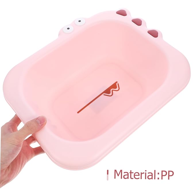 Abaodam Portable Wash Basin for Boy Girl and Spacious PP Material Tub with Smooth Rounded Edges Safe and Supply in Pink for Household Use