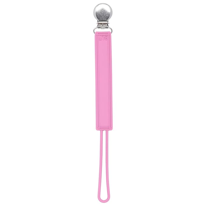 Three Little Tots All Silicone Modern, Short and Safety Tested Pacifier Clip (Rose, Classic)
