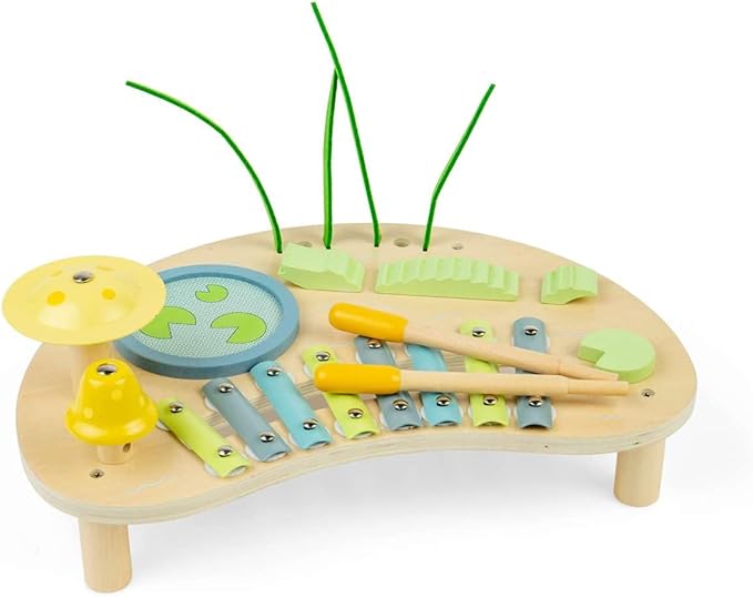 Bigjigs Toys Jungle Music Bench - All in 1 Wooden Musical Set for Toddlers and Kids, Percussion Sets, Instruments & Accessories, Gifts for Kids, Ages 3 and Up