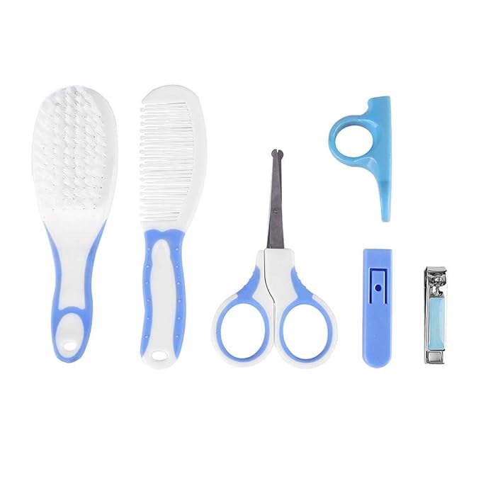 Baby Grooming Kit, 6pcs Baby Health Care Kit Nursery Care Kit Baby Health Care Set Portable, Safety Cutter Baby Nail Kit for Nursing Baby and Grooming(Blue)
