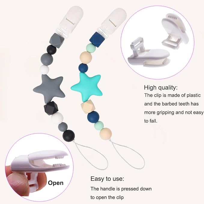 60Pcs/Pack Pacifier Clip Holder Plastic Mitten Binky Clip for DIY Personalized Dummy Clips Baby Blankets Bib Chain Holder White Color 15mm