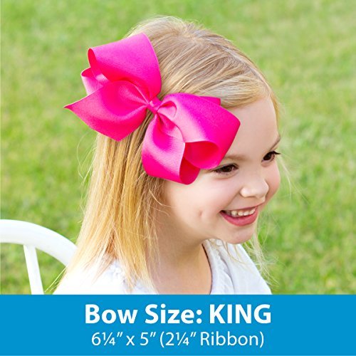 Wee Ones Girls' Classic Grosgrain Hair Bow on a Matching Baby Hair Band, For All Hair Types, Mini King Bow, 6-24 Months, Light Pink