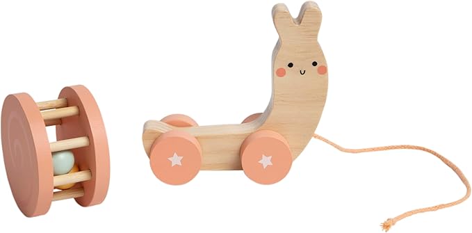 Pearhead Montessori Snail Pull Toy, Pull Along Wooden Toy, Early Development Push and Pull String Toy, Motor Skill Toy for Toddlers Ages 1+ Year