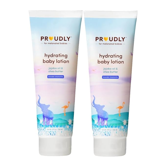 PROUDLY Hydrating Baby Lotion by Gabrielle Union & Dwyane Wade, Lightweight Moisturizer, Black & Brown Babies, Lavender Chamomile, 2-Pack (9 oz each)