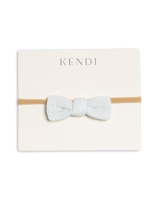 Colored Organics Baby Organic Cotton Dainty Bow Headband - Infant Girls - Powder Muslin