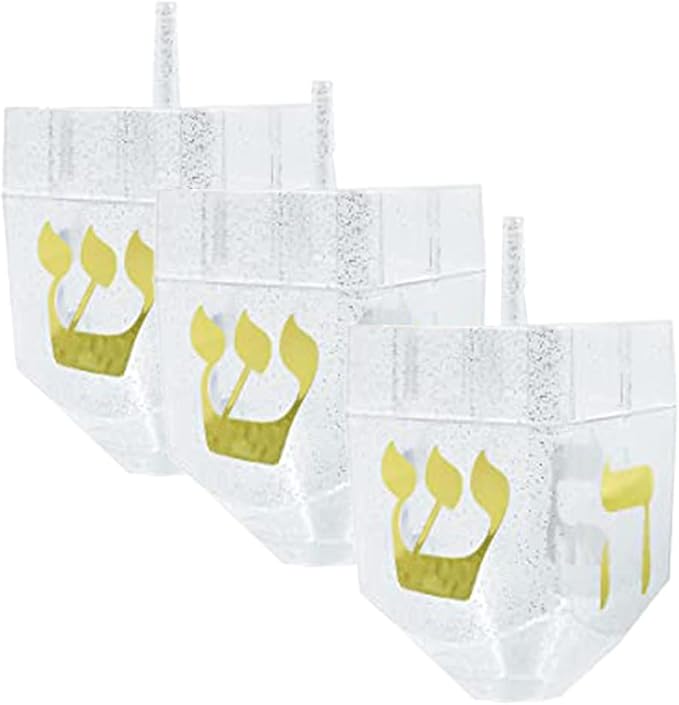 The Dreidel Company Jumbo Hanukkah Fillable 6.5" Inch Dreidel, Stands Straight on Table, Can Be Filled with Hanukkah Gelt or Any Hanukkah Item (2-Pack)