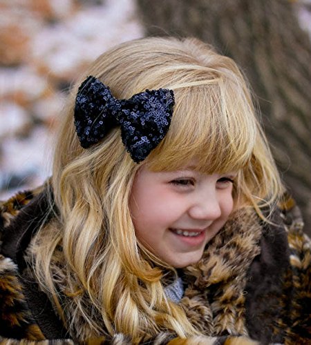 CÉLLOT Party Festival Baby Girls Sparkling Bows Clips 15PCS Glitter Sequins 4" Hair Bows Alligator Hair Clips for Girls Baby Children Toddlers