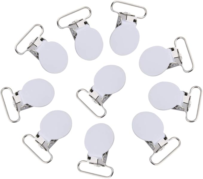 25mm Round Pacifier Clips, Suspender Snaps, DIY Clothes Accessories, for Making Pacifier Holders Bib Clips(White)