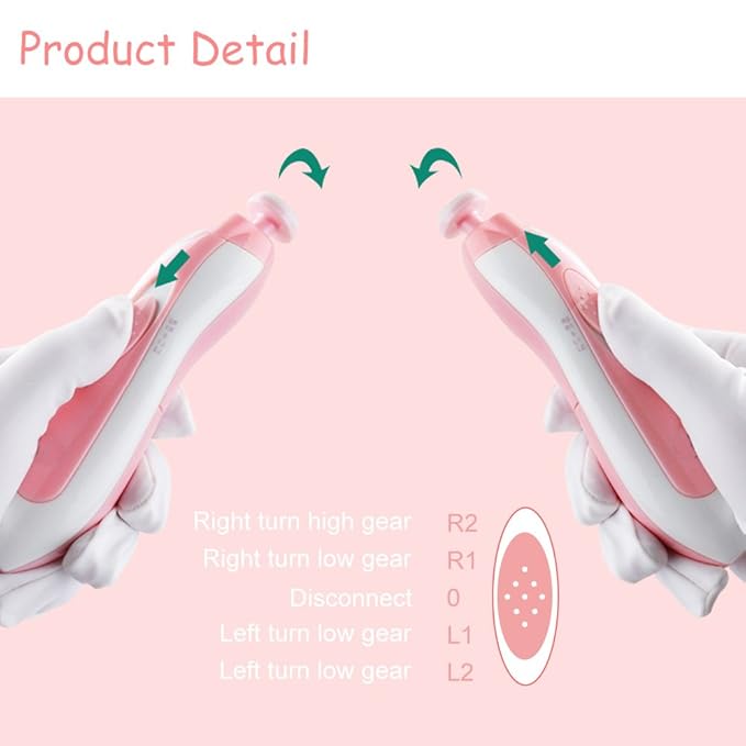 6 in 1Electric Baby Nail Clippers Set with Travel Case- Safe Baby Nail File trimmer for Newborn or Toddler Toes and Fingernails, Battery Operated (AA Not Include) Pink