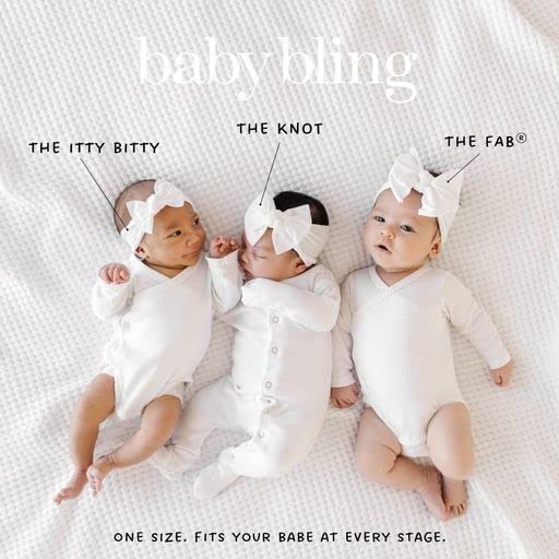 Baby Bling Bows Newborn to Little Girls Hair Bow - FAB-BOW-LOUS Headbands Toddlers Hair Accessories, Made in the USA, One Size (2 Pack - pink + white)