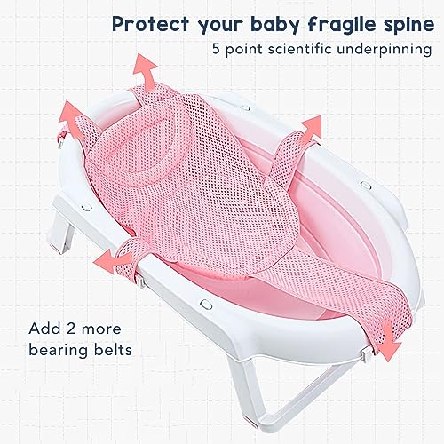 Baby Bath Seat Support Net Slip Proof Universal Detachable Bath Sling Bathtub Sling Shower Mesh Bathtub Sit Up Mesh with 5 Safety Support Corner ()