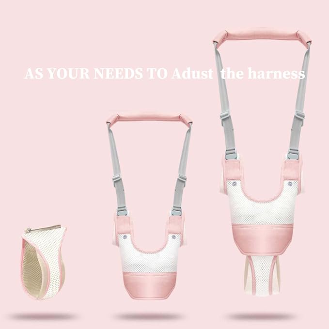KIYUMI Baby Walking Harness Adjustable Handheld Kids Walker Helper Assistant Belt for Learning Walk Trainer Tool Walking Wing,3D mesh Pink