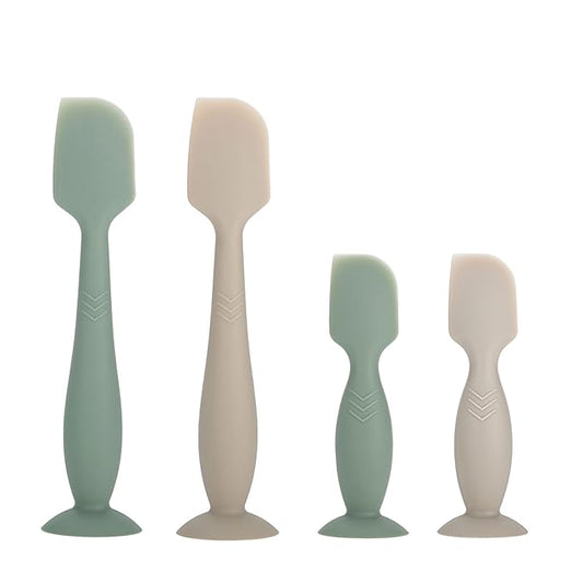 Baby Diaper Cream Spatula Applicator, 4 Pack Butt Paste Spatula Diaper Cream Brush for Newborn Baby, 2 Large and 2 Mini Sizes (Green, gray)