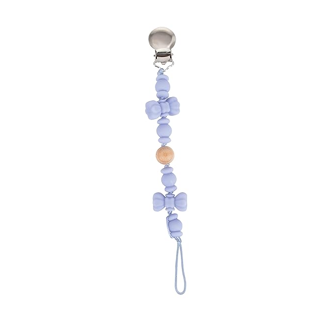 Nuby Pacifinder Silicone Pacifier Clip - Baby Pacifier Holder Clip with Convenient Hook Loop - Bowtie