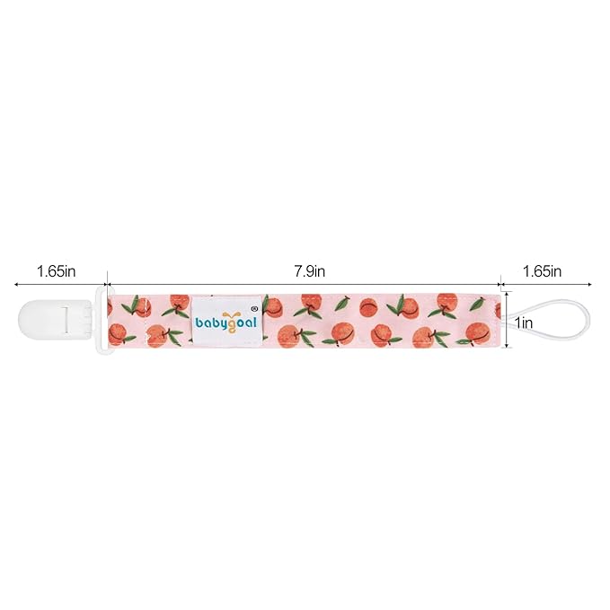 babygoal Fruit Pacifier Clips, 6 Pack Binky Paci Holder Clips Leashes Fits for Most Pacifiers and Binkies