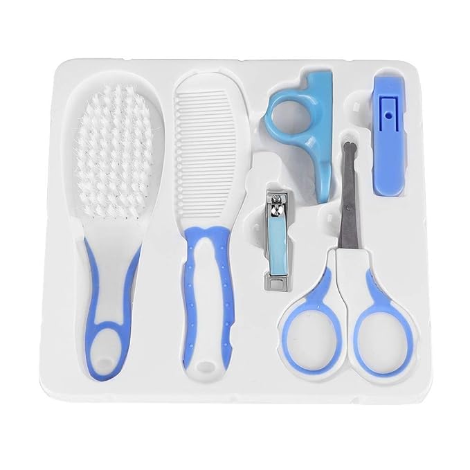Baby Grooming Kit, 6pcs Baby Health Care Kit Nursery Care Kit Baby Health Care Set Portable, Safety Cutter Baby Nail Kit for Nursing Baby and Grooming(Blue)