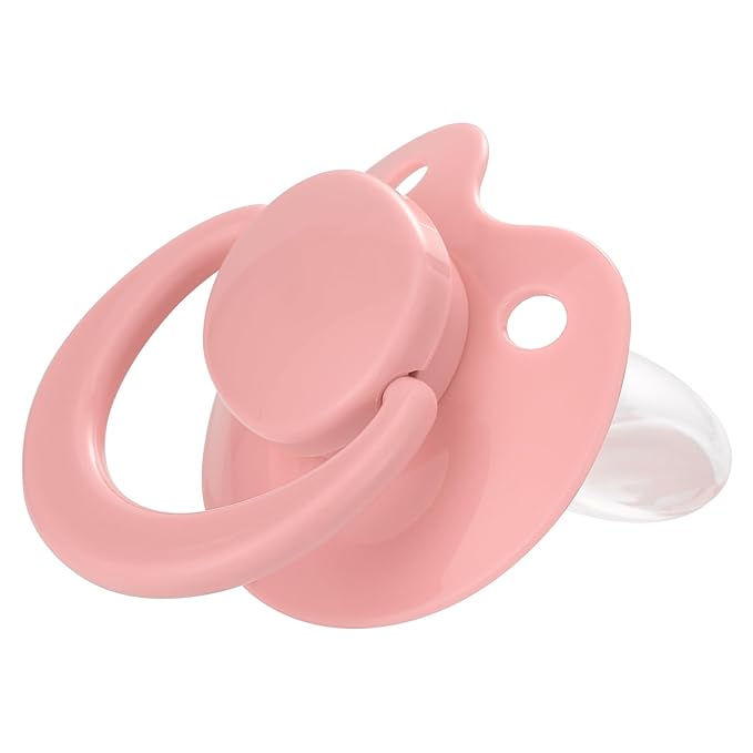 Adult Sized Pacifier Bigshield : Replacement Silicone Paci Big Teat for Anxiety Release - Orthodontic Binky Taken Apart and Re-Assembled Pink