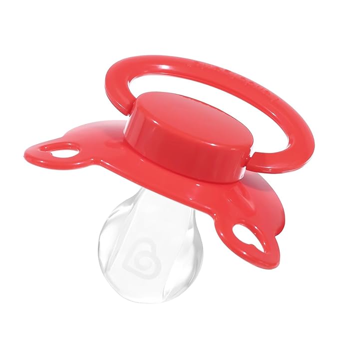Landofgenie Large Shield Adult Size Pacifiers Set Bear Shaped Cutie Pacifier 3 Pack - Red+Orange+Pink
