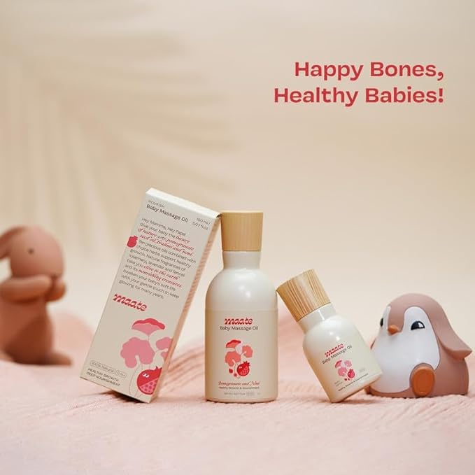 MAATE Baby Massage Oil | Enhances Bone Mineralization and Muscle Strength | Brahmi, Noni & Pomegranate Seed Oil | No Mineral Oil | 100% Natural & Vegan - 150 ml