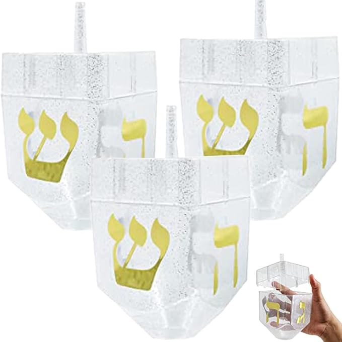 The Dreidel Company Jumbo Hanukkah Fillable 6.5" Inch Dreidel, Stands Straight on Table, Can Be Filled with Hanukkah Gelt or Any Hanukkah Item (2-Pack)