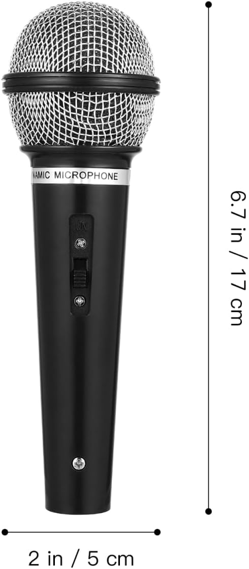 Toddmomy Realistic Kids Microphone Prop, 1:1 Scale Fake Microphone Toy for Pretend Play, Durable Plastic Fake Mic for Costume Party, Stage Performance, News Reporter Roleplay and Singing, Black
