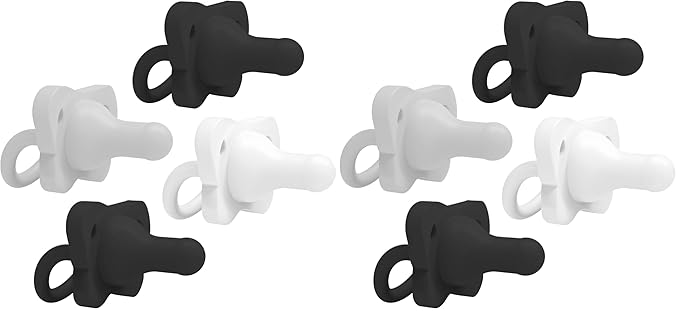 Dr. Brown's HappyPaci 100% Silicone Baby Pacifier, Contoured One-Piece Design, Gray, Black, White, 0-6m, BPA-Free, 8-Pack