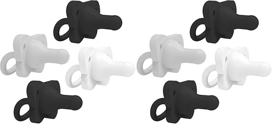 Dr. Brown's HappyPaci 100% Silicone Baby Pacifier, Contoured One-Piece Design, Gray, Black, White, 0-6m, BPA-Free, 8-Pack