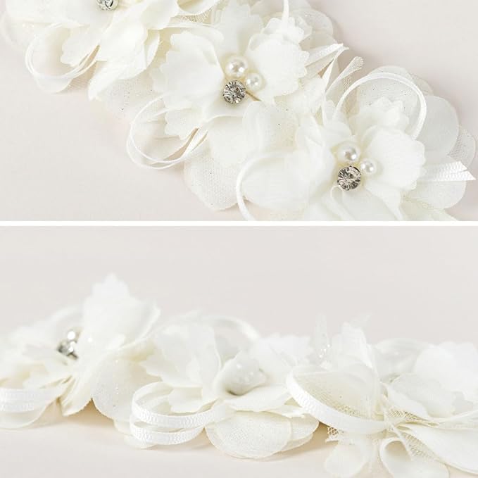 Lace Big Bow Baby Girls Headband Floral Hair Band Toddlers Newborn Infants Christening Baptism Party Hair Accessories for 0-36 Months Elastics Hairband (Style 1)