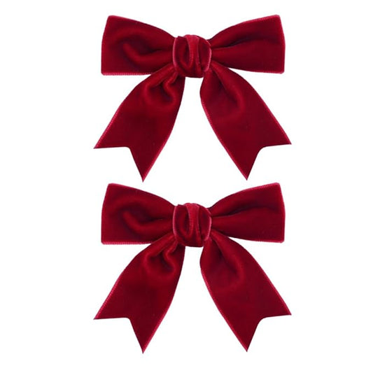 2 Pcs Cute Dark Red Velvet Hair Bow Clips 3" Bowknot Alligator Clip Barrettes Hairpins for Baby Girl Kids Wine Velvet Accessories