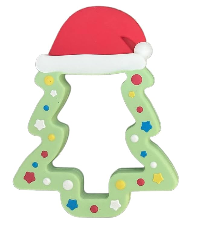 Christmas, Holiday Soft Silicone Teethers for Baby, BPA Free and Food Grade - Christmas Tree, Star, Santa, Rudolph, Reindeer, Teether Toy (Christmas Tree)