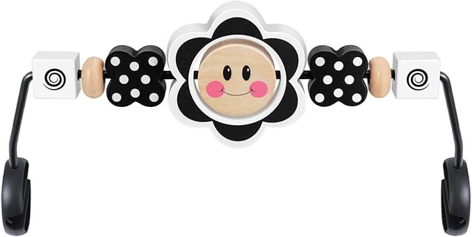 iGRATENS Baby Bjorn Bouncer Toy Bar, Toy for Baby Bouncer Soft & Bliss, Easy to Attach and Remove, Child-Friendly Materials, Exciting Design for Curious Babies, Black and White Flowers