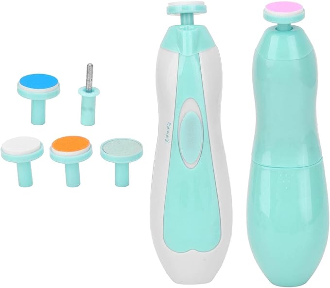 Baby Infs Nail File, Baby Electric Nail Grinder Baby Nail File Kit Portable Infs Nail File with 6 Grinding Head Low Noise Manicure Care (Skyblue)