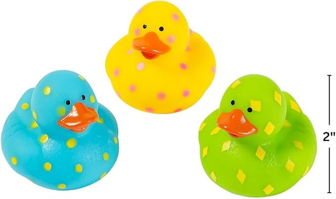 Fun Express Bright Pattern Rubber Duckies - Toys - 12 Pieces