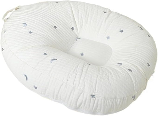 EFELIM Large Nest Pillow with Cotton Cover, Skin Friendly Lounger Pillow Multifunctional Soft Floor Lounger Pillow Baby Shower (Silvery, 23.6x29.5inch)