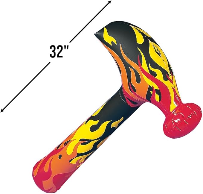 Fun Express Inflatable Flaming Hammers, 32", 12 Pieces, Great for Pool Parties and Birthdays Decorations