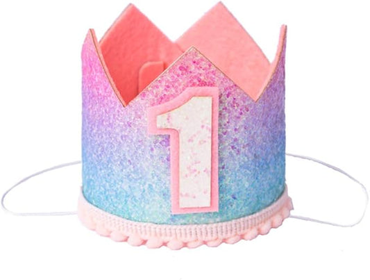Boy Girl Birthday Crown, Prince Princess Birthday Hat Headband Tiara Crown Cake Photo Prop Party Decorations