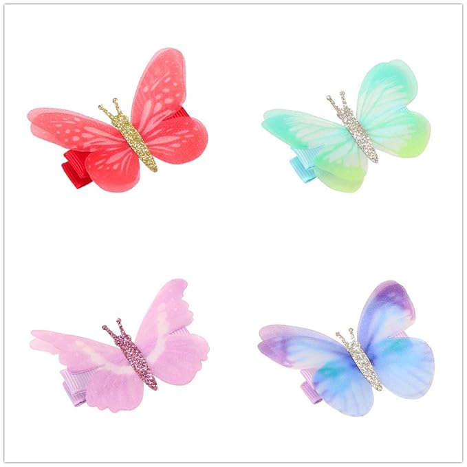 24 Pcs Baby Girls Hair Clips Butterfly Alligator Hair Clips Chiffon Hair Barrettes Hairpins Hair Accessories for Girl Teens Kids Babies Toddlers Women