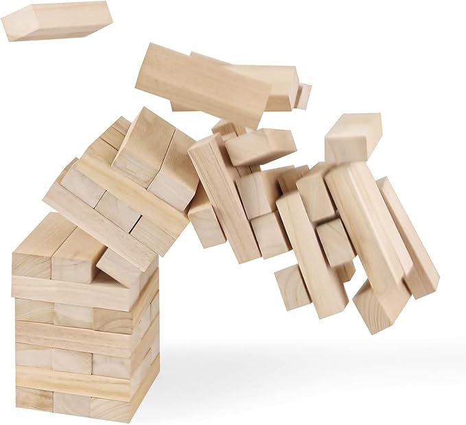 GOTHINK Giant Tumble Tower Game, Large Tumbling Tower Stacking to Over 4 FT 54pcs Wooden Jumbo Blocks for Outside Yard Games with Carry Case Timber Stacking Game Night Toy Gift for Kids Adults Family