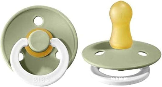 Bibs Pacifiers Color Collection, Set of 2 BPA-Free Latex Pacifiers Made in Europe, Round Nipple Baby Pacifier.