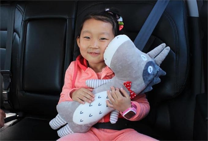 Kids Seat Belt Pillow Cartoon Car Travel Pillow Neck Support Car Pillow Seat Belt Shoulder Cover Pillow Headrest Shoulder Pillow Soft Auto Seat Belt Cushion Back Cushion Car Trim