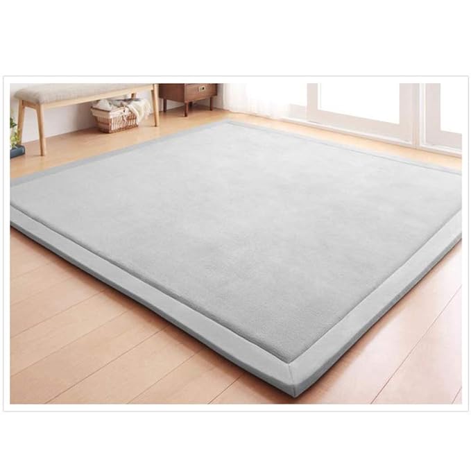Loartee Nursery Rug Coral Velvet Crawling Rugs Mat Area Rugs Play Crawling Mat(6'7"x6'7", Gray) for Toddler Children Play Mat Yoga Mat Exercise Pads Carpet