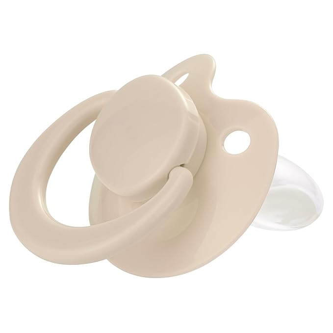 Adult Sized Pacifier Bigshield : Replacement Silicone Paci Big Teat for Anxiety Release - Orthodontic Binky Taken Apart and Re-Assembled Ivory