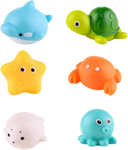 No Hole Animal Bathtub Toys Baby Bath Tub Toys for Toddlers Boys Girls , Mold Free Bath Toys Tub Beach Pool Shower Float Rubber Toys