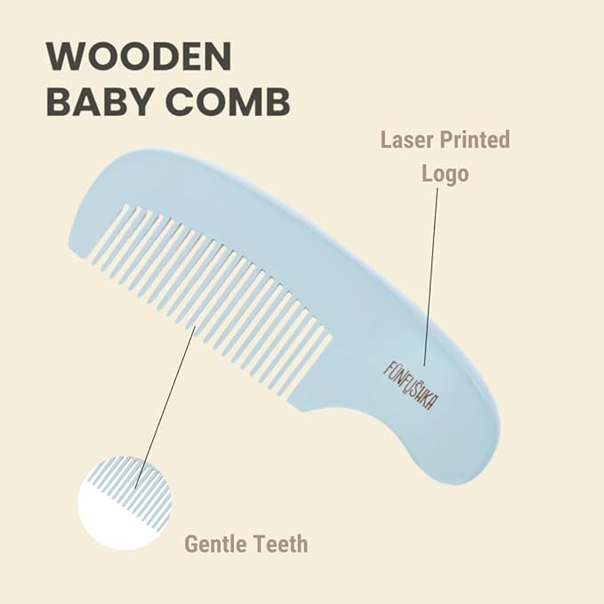 Baby Hair Brush Set for Newborns - Baby Brush and Comb Set - Ultra Soft Goat Hair Bristles, Perfect for Cradle Cap, Newborn Showers & Registries Gift, Comb Brush for Girls & Boys (Sky)