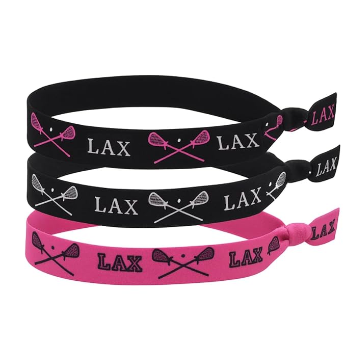 Infinity Collection Lacrosse Headbands for Girls – 3-Pack Non-Slip LAX Headbands with Silicone Grip – Pink and Black Athletic Hairbands for Lacrosse Players and Teams