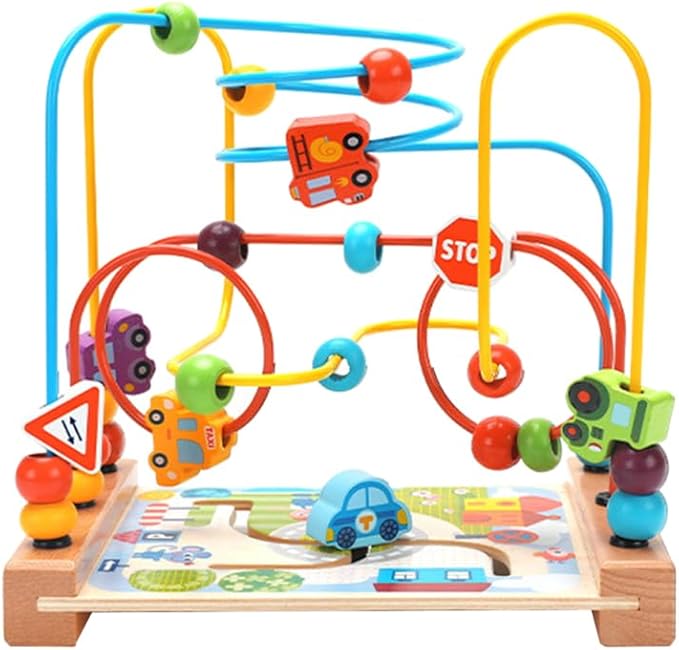 Alasum Ocean-Themed Wooden Bead Maze Toy for Toddlers Ages 1-5 - Montessori Educational Activity Center for Fine Motor Skills and Sensory Learning - Colorful Bead Puzzle and Sequencing Toy for Kids