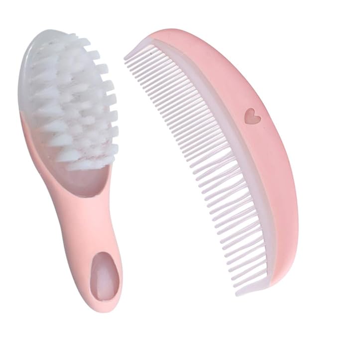 Baby Hair Brush and Comb Set Massage Scalp Brush for Newborn and Toddler 1Set (Pink)